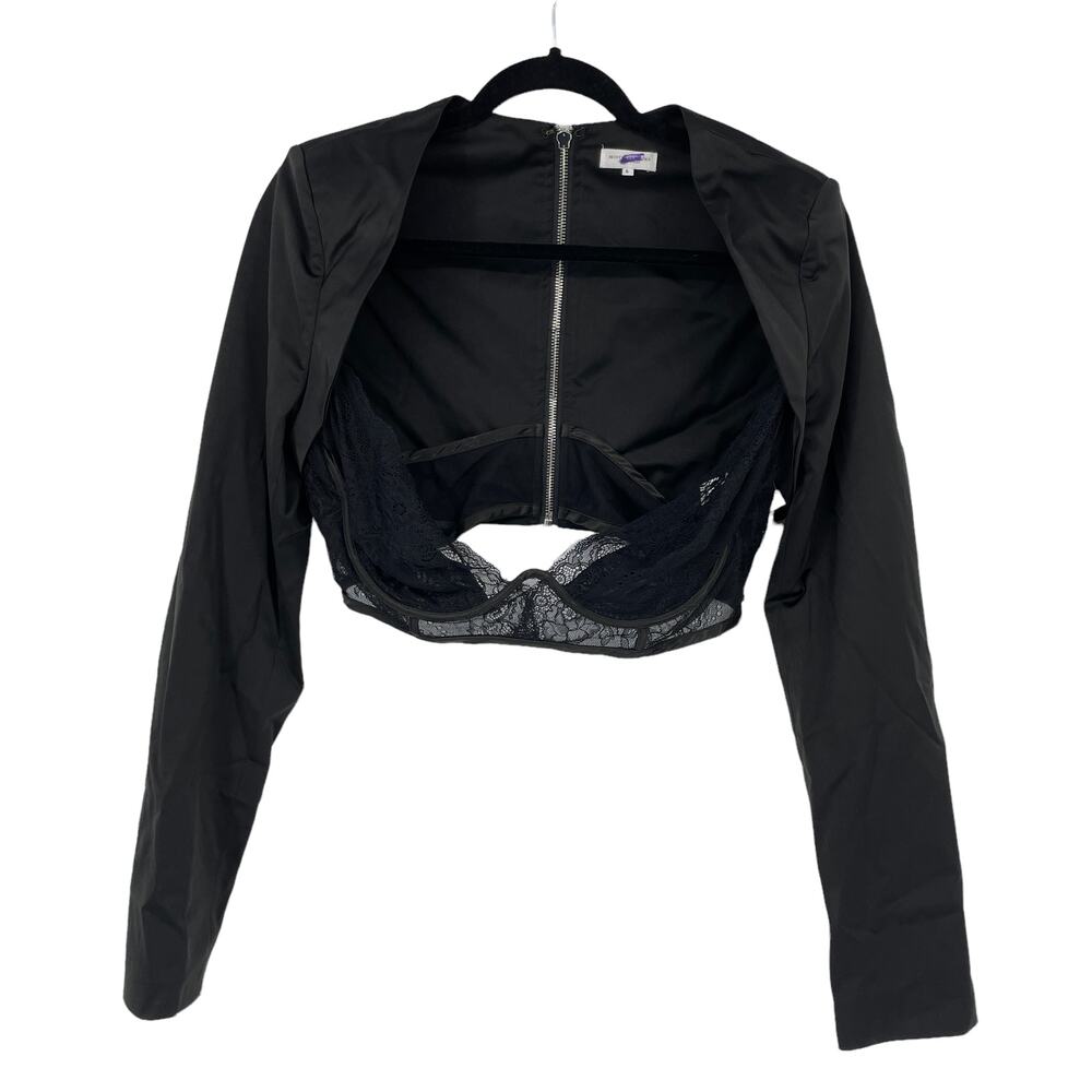 Mistress Rocks Top Womens Large Decisions Bralette Long Sleeve Tailored Black